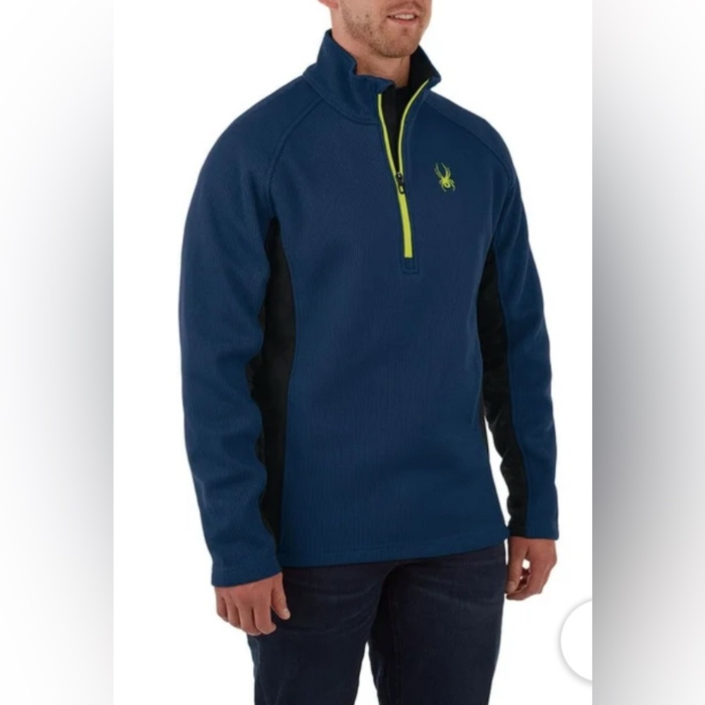Spyder Men Sz XL Half Zip Outbound Stryke Mock Collar Sweater Jacket Collegiate
